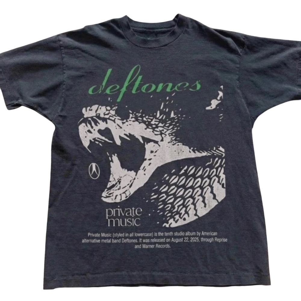 Deftones Private Music Graphic T-Shirt Black Gildan Cotton Short Sleeve Tee